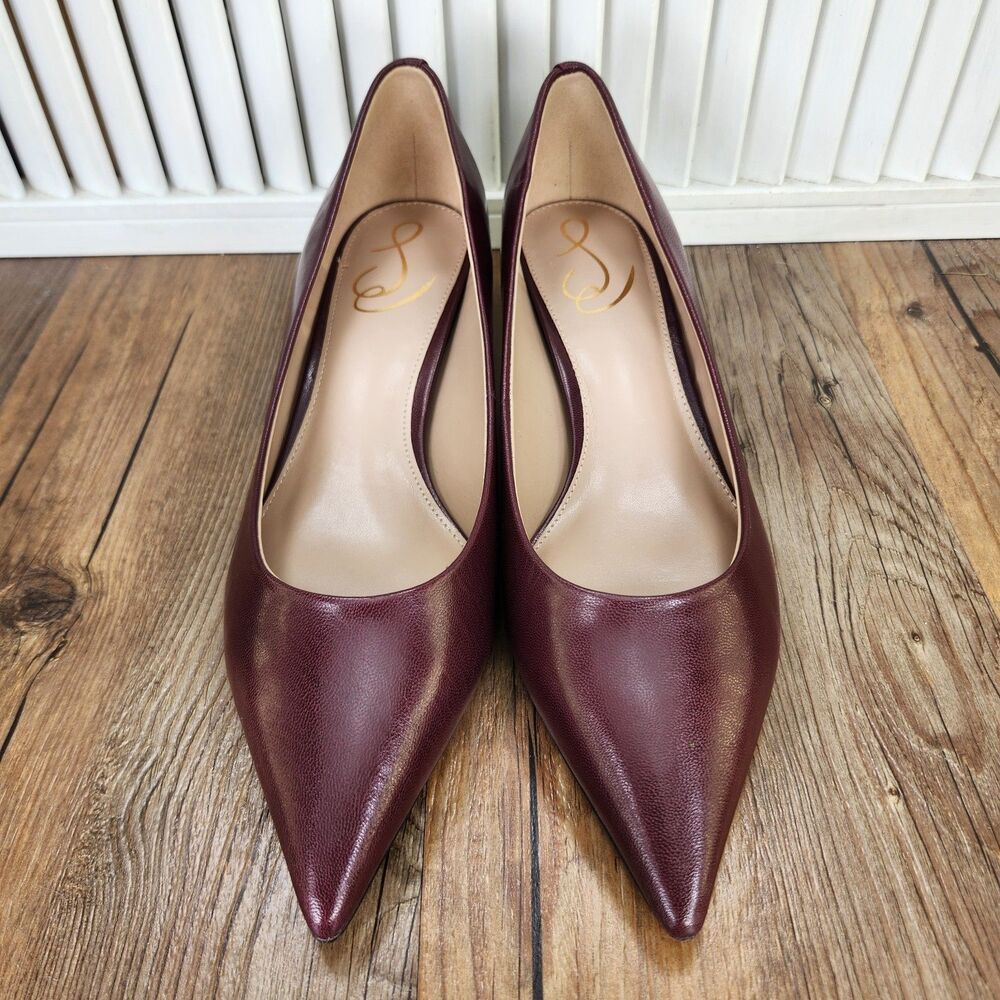 Sam Edelman Franci Burgundy Leather Kitten Heels Womens Sz 9 M Red Elegant Pump - Picture 9 of 12